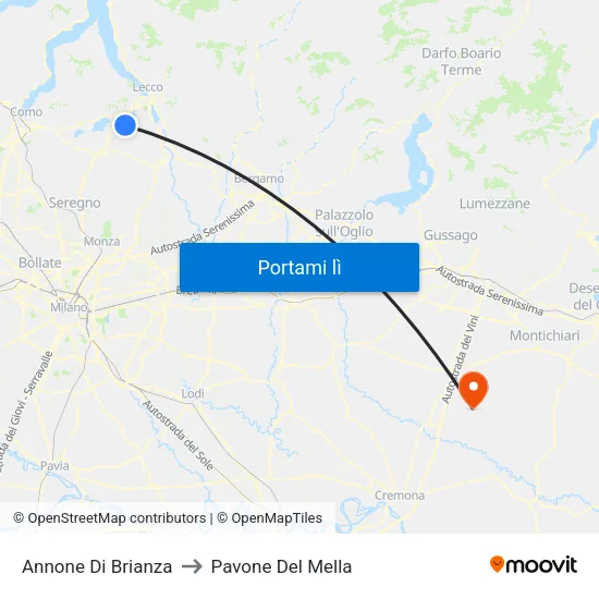 Annone Di Brianza to Pavone Del Mella map