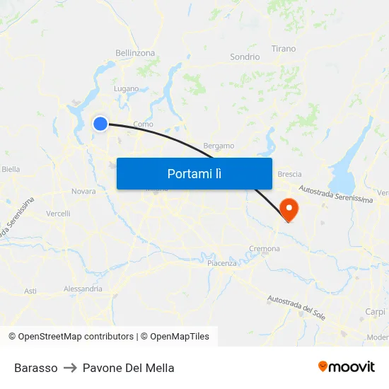 Barasso to Pavone Del Mella map