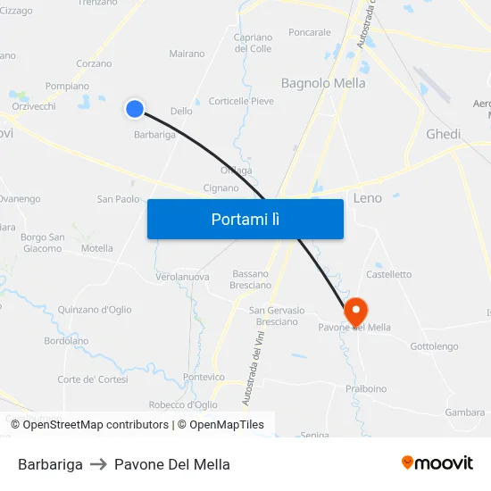 Barbariga to Pavone Del Mella map