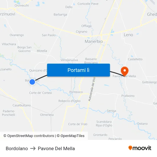 Bordolano to Pavone Del Mella map