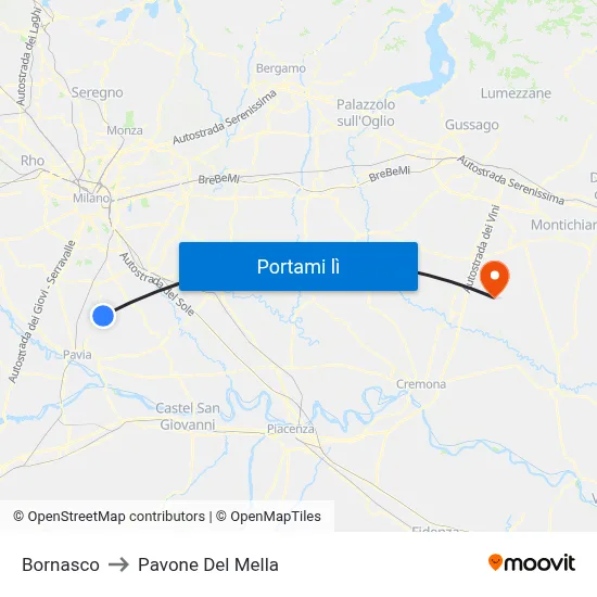 Bornasco to Pavone Del Mella map