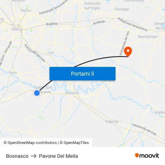 Bosnasco to Pavone Del Mella map