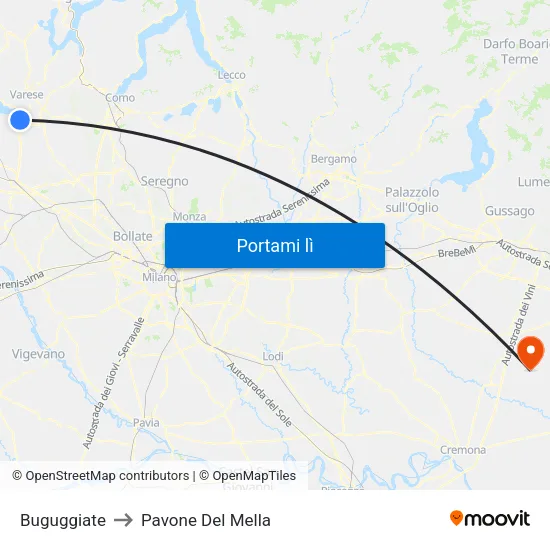 Buguggiate to Pavone Del Mella map