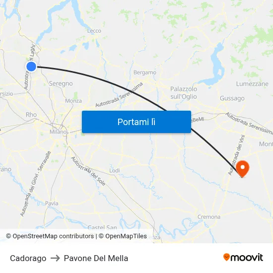 Cadorago to Pavone Del Mella map