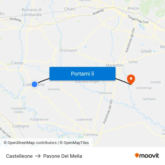 Castelleone to Pavone Del Mella map