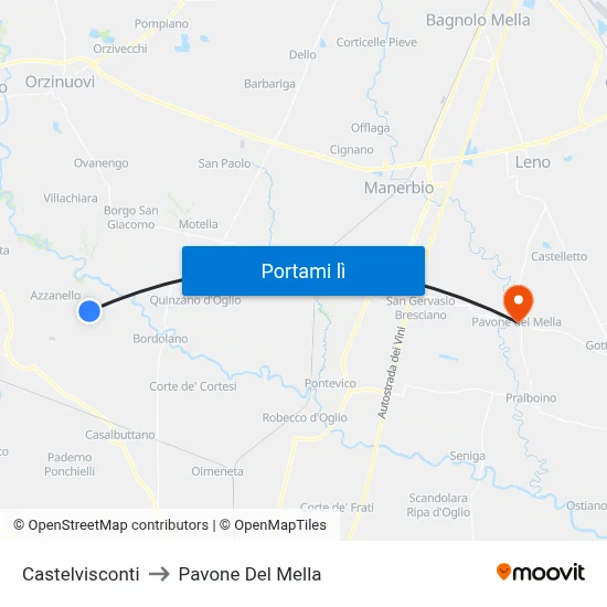 Castelvisconti to Pavone Del Mella map