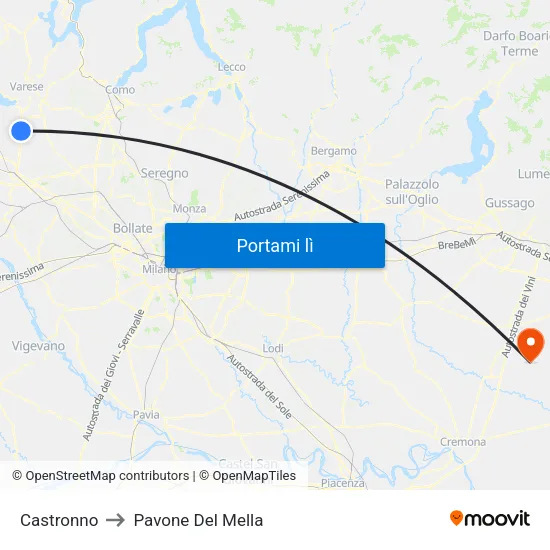 Castronno to Pavone Del Mella map
