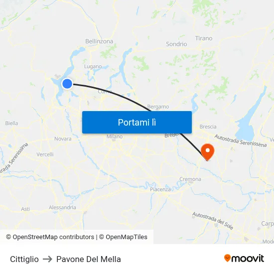 Cittiglio to Pavone Del Mella map