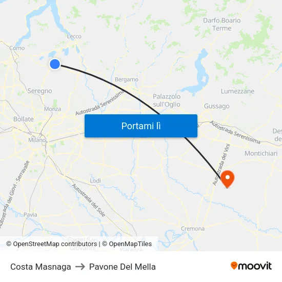 Costa Masnaga to Pavone Del Mella map