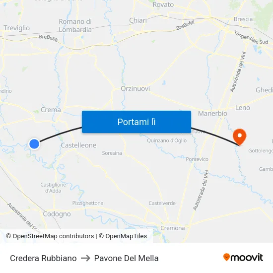 Credera Rubbiano to Pavone Del Mella map