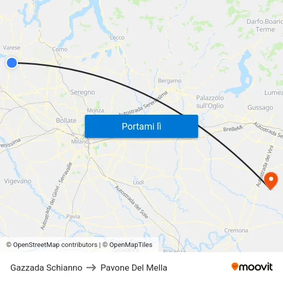 Gazzada Schianno to Pavone Del Mella map
