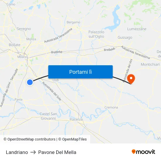 Landriano to Pavone Del Mella map
