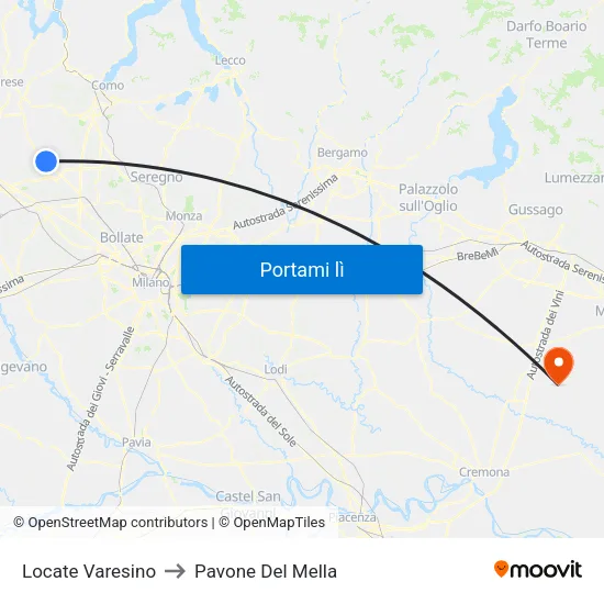 Locate Varesino to Pavone Del Mella map