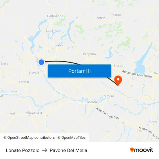 Lonate Pozzolo to Pavone Del Mella map