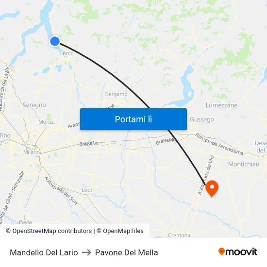Mandello Del Lario to Pavone Del Mella map