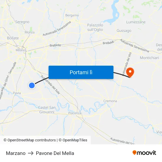 Marzano to Pavone Del Mella map