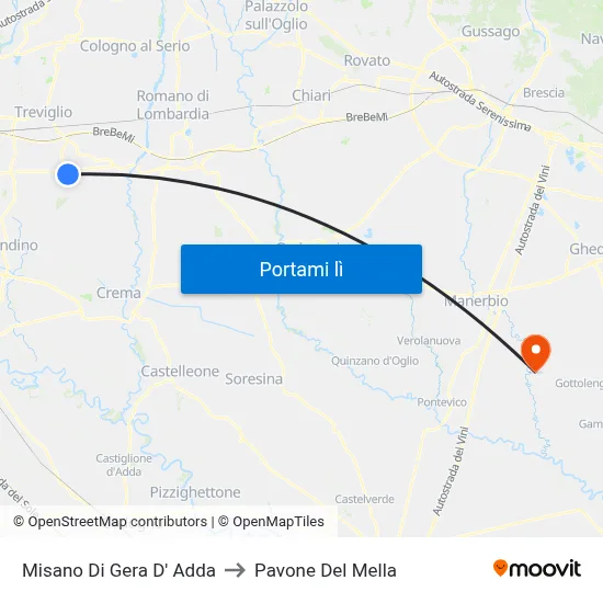 Misano Di Gera D' Adda to Pavone Del Mella map