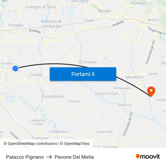 Palazzo Pignano to Pavone Del Mella map