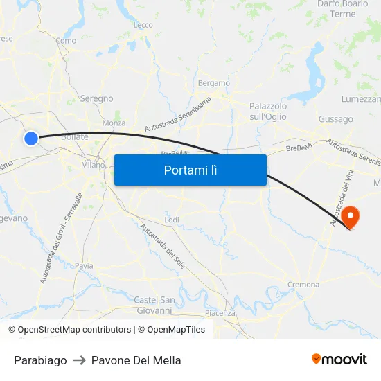 Parabiago to Pavone Del Mella map