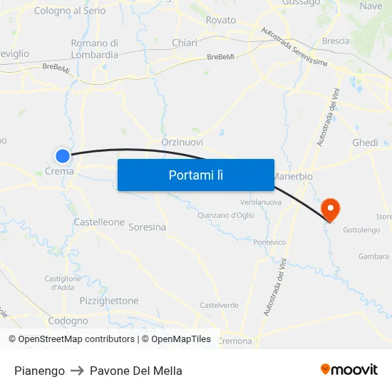 Pianengo to Pavone Del Mella map