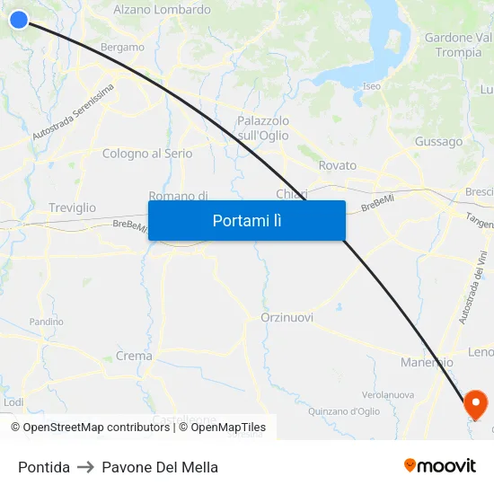 Pontida to Pavone Del Mella map