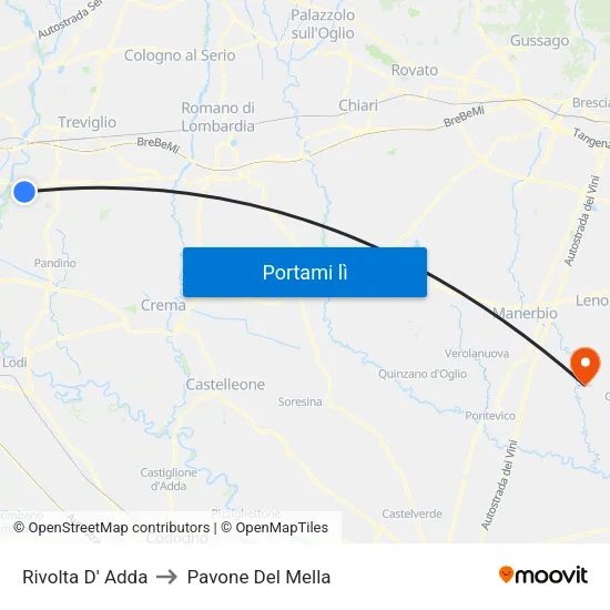 Rivolta D' Adda to Pavone Del Mella map