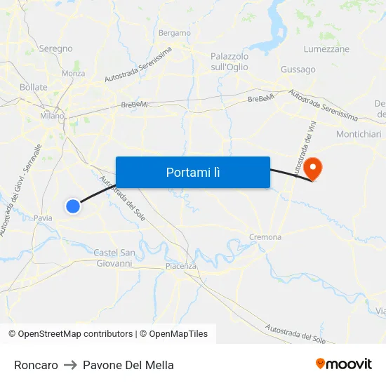 Roncaro to Pavone Del Mella map