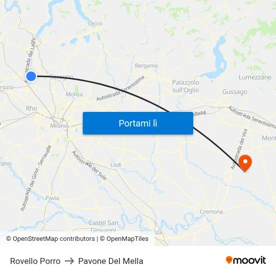 Rovello Porro to Pavone Del Mella map
