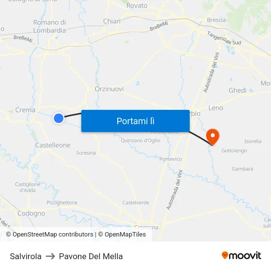 Salvirola to Pavone Del Mella map