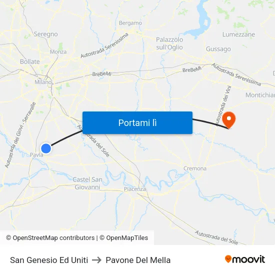 San Genesio Ed Uniti to Pavone Del Mella map
