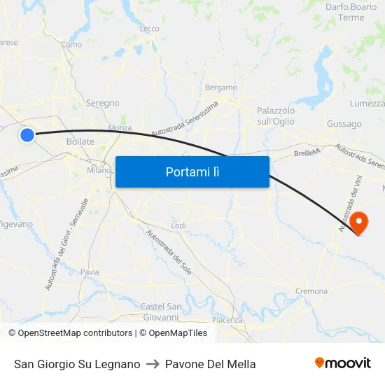 San Giorgio Su Legnano to Pavone Del Mella map