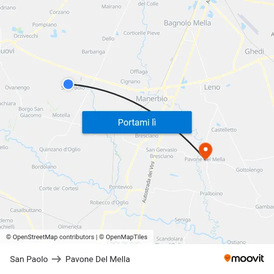 San Paolo to Pavone Del Mella map