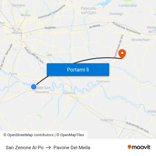 San Zenone Al Po to Pavone Del Mella map