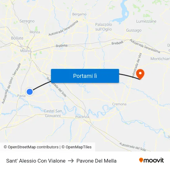 Sant' Alessio Con Vialone to Pavone Del Mella map