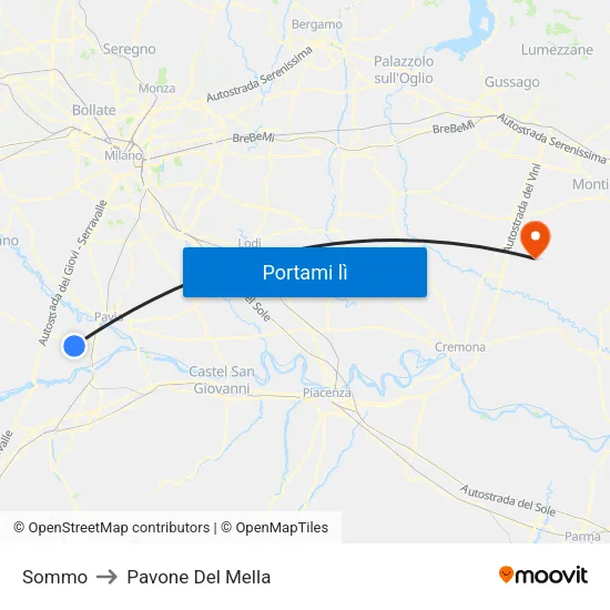 Sommo to Pavone Del Mella map