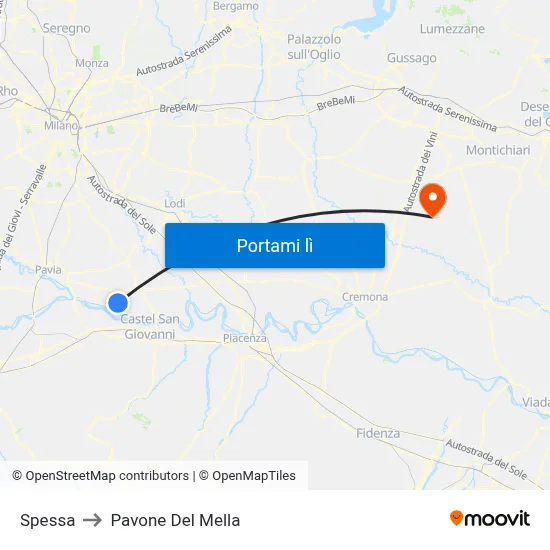 Spessa to Pavone Del Mella map