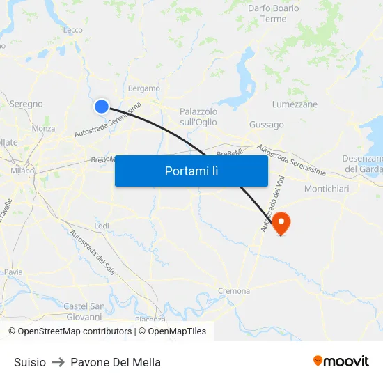 Suisio to Pavone Del Mella map