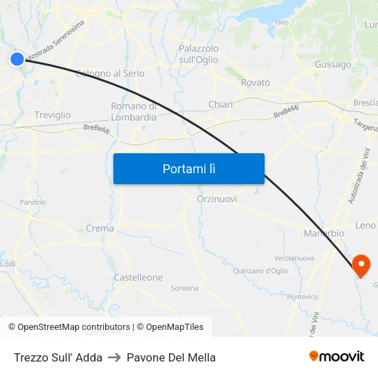Trezzo Sull' Adda to Pavone Del Mella map