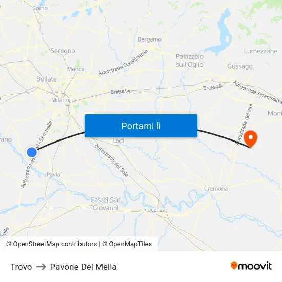Trovo to Pavone Del Mella map