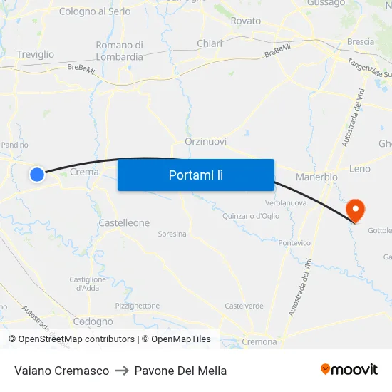 Vaiano Cremasco to Pavone Del Mella map