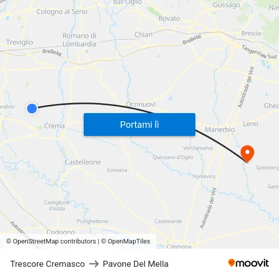 Trescore Cremasco to Pavone Del Mella map