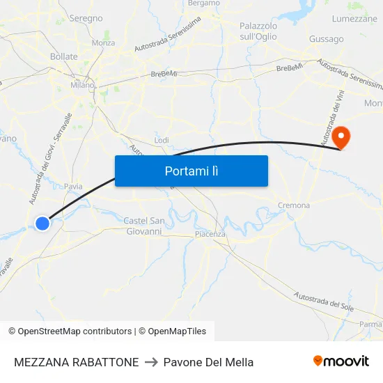 MEZZANA RABATTONE to Pavone Del Mella map
