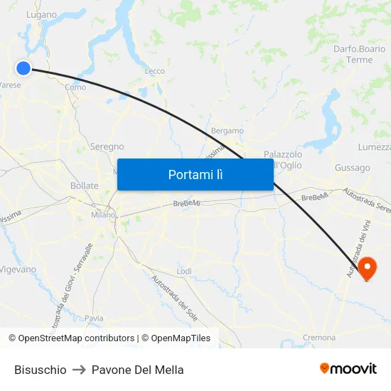 Bisuschio to Pavone Del Mella map