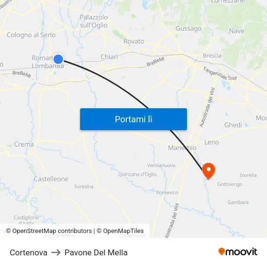 Cortenova to Pavone Del Mella map