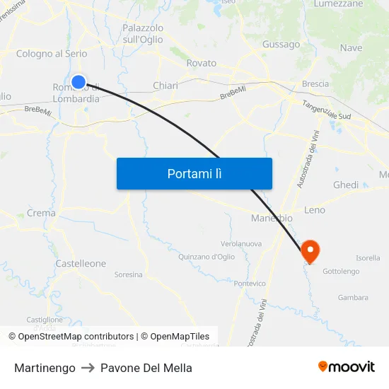 Martinengo to Pavone Del Mella map