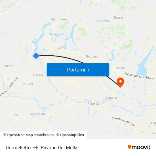 Dormelletto to Pavone Del Mella map