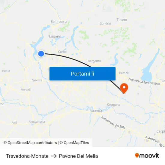 Travedona-Monate to Pavone Del Mella map