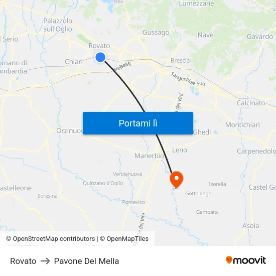 Rovato to Pavone Del Mella map