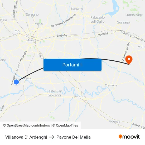 Villanova D' Ardenghi to Pavone Del Mella map