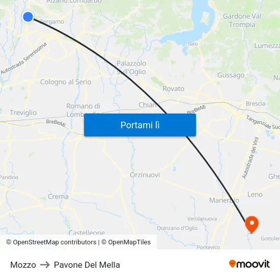 Mozzo to Pavone Del Mella map